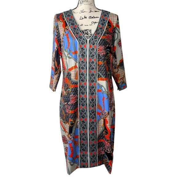 Gretchen Scott Womens Size L Dress Jersey Bordertown Ditto Equestrian V-Neck - Picture 2 of 9